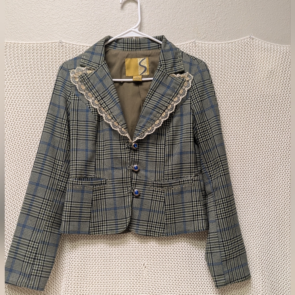 S   Women's Green and Blue Jacket